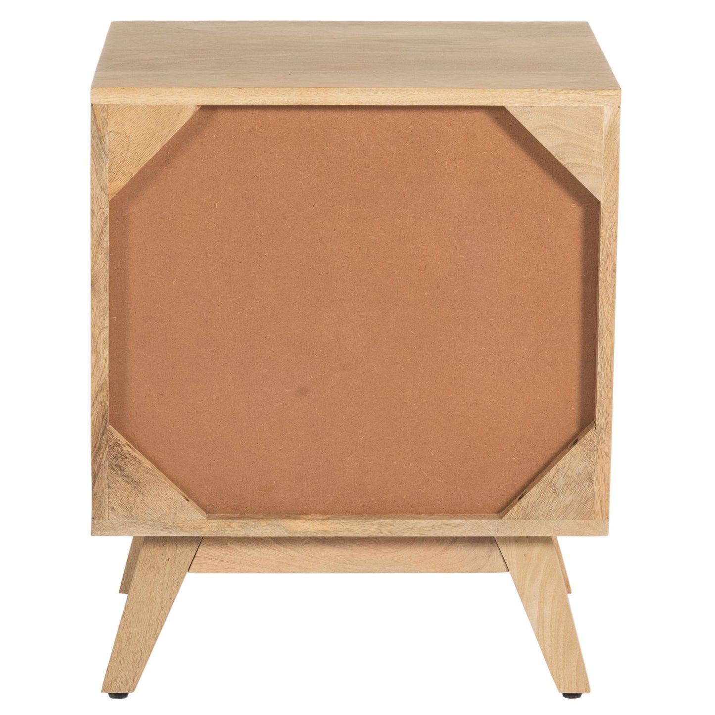 Olearia Bedside Table 2 Drawer Storage Cabinet Solid Mango Wood Rattan Natural