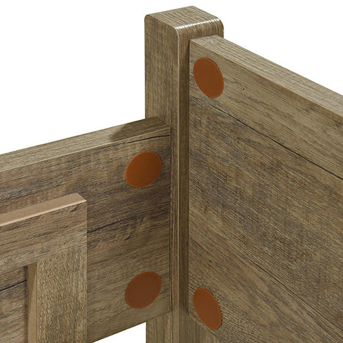 5 Pieces Bedroom Suite Natural Wood Like MDF Structure Double Size Oak Colour Bed, Bedside Table, Tallboy & Dresser