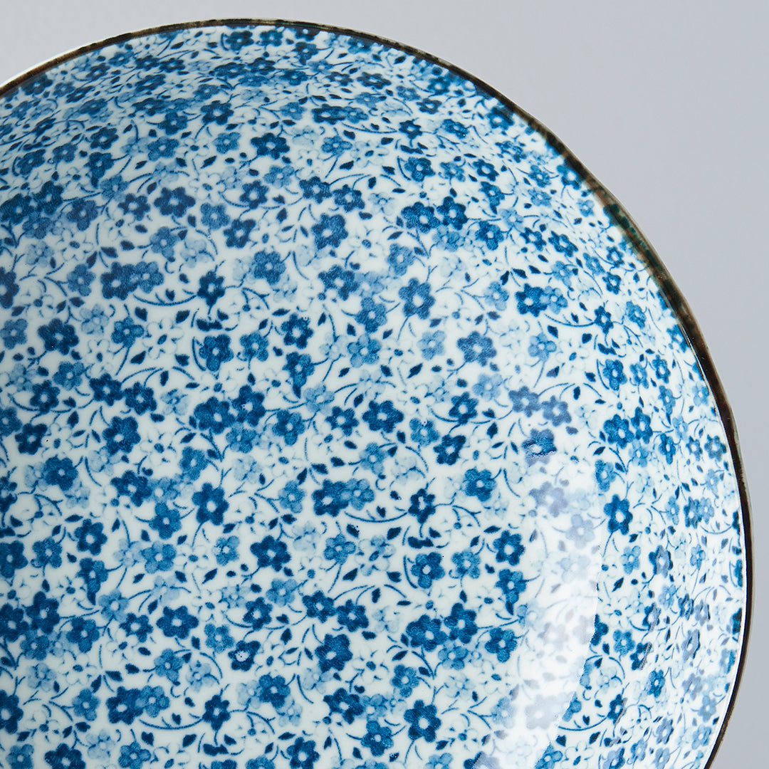Bowl Organic Shape 20cm Blue Daisy Glaze