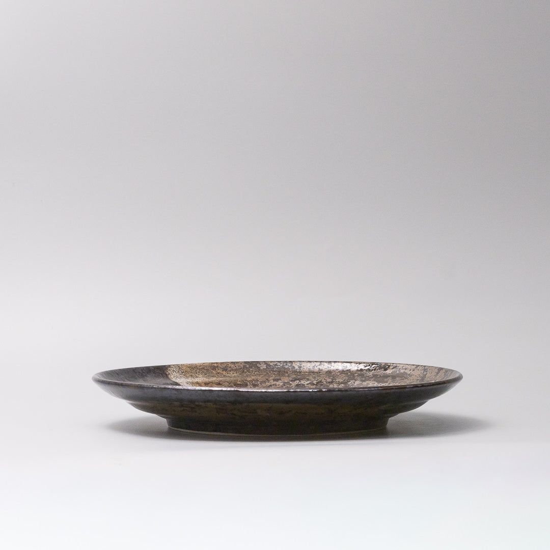 Plate Flat Based 25cm Bronze Brushstroke Glaze