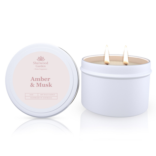Amber & Musk Soy Candle Tin 165g