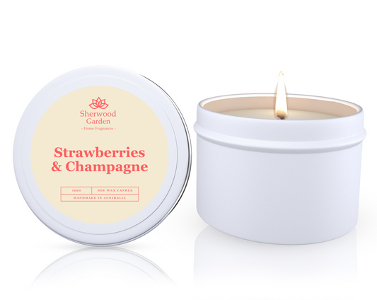 Strawberries & Champagne Soy Candle Tin 165g
