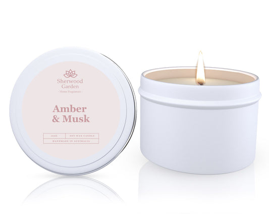 Amber & Musk Soy Candle Tin 165g