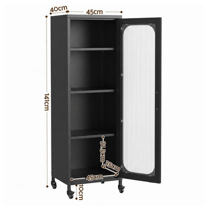 Artiss Buffet Cabinet Sideboard X2 Slim Kitchen Storage Trolley Wheels Black
