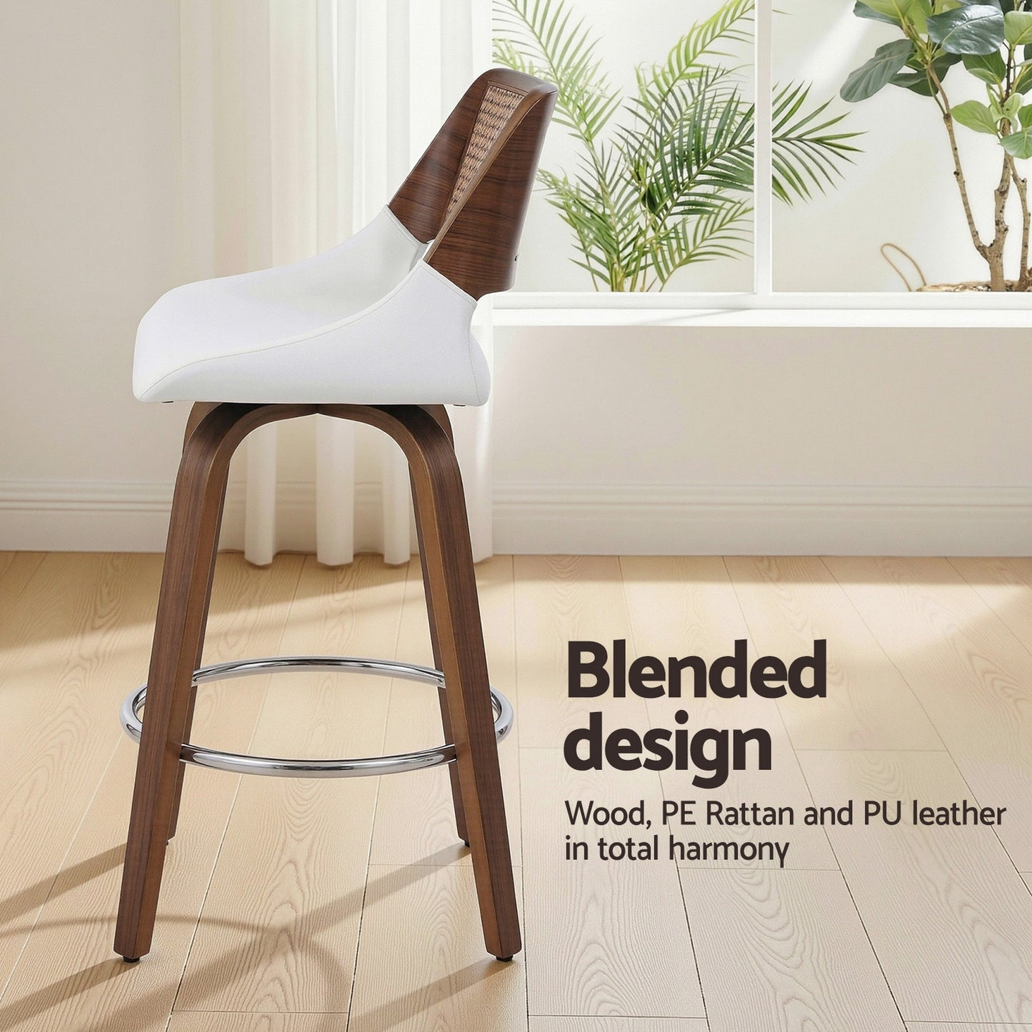Artiss Wooden Bar Stools Swivel Kitchen Counter Stool Chair 60cm Seat Height