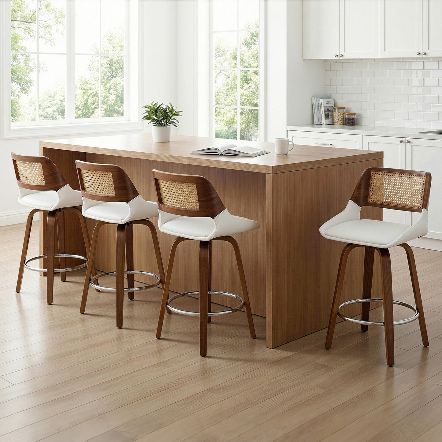 Artiss Wooden Bar Stools Set of 4 Swivel Kitchen Counter Stool Chair 60cm Seat Height