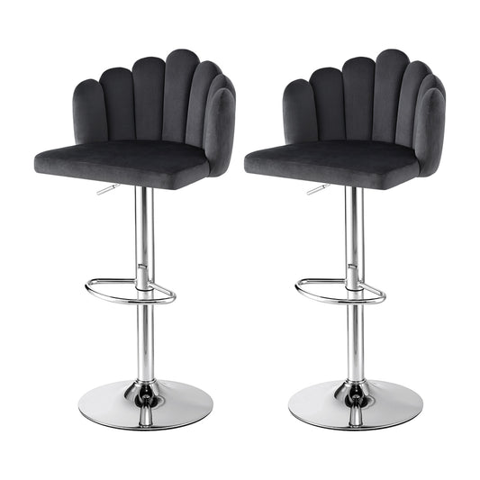 Artiss Bar Stool X2 Kitchen Dining Counter Gaslift Chair Adjustable Velvet Grey