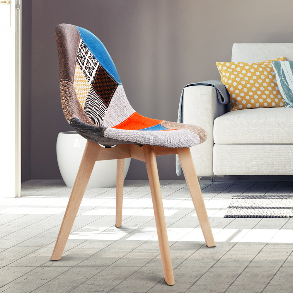 Artiss Dining Chairs Set of 2 Fabric Retro Replica DSW