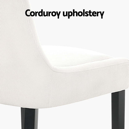 Artiss Dining Chairs Set of 4 Corduroy Wooden Beige