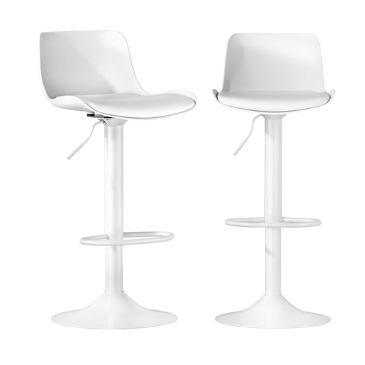 Artiss Bar Stools Kitchen Swivel Gas Lift Stool Leather Dining Chairs White x2