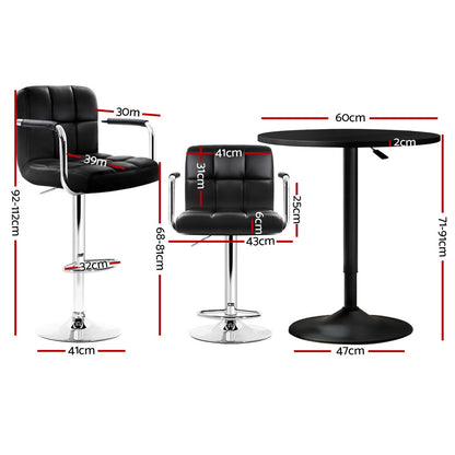 Artiss Bar Table and Stools Set Dining Desk Kitchen Chairs Cafe Pub