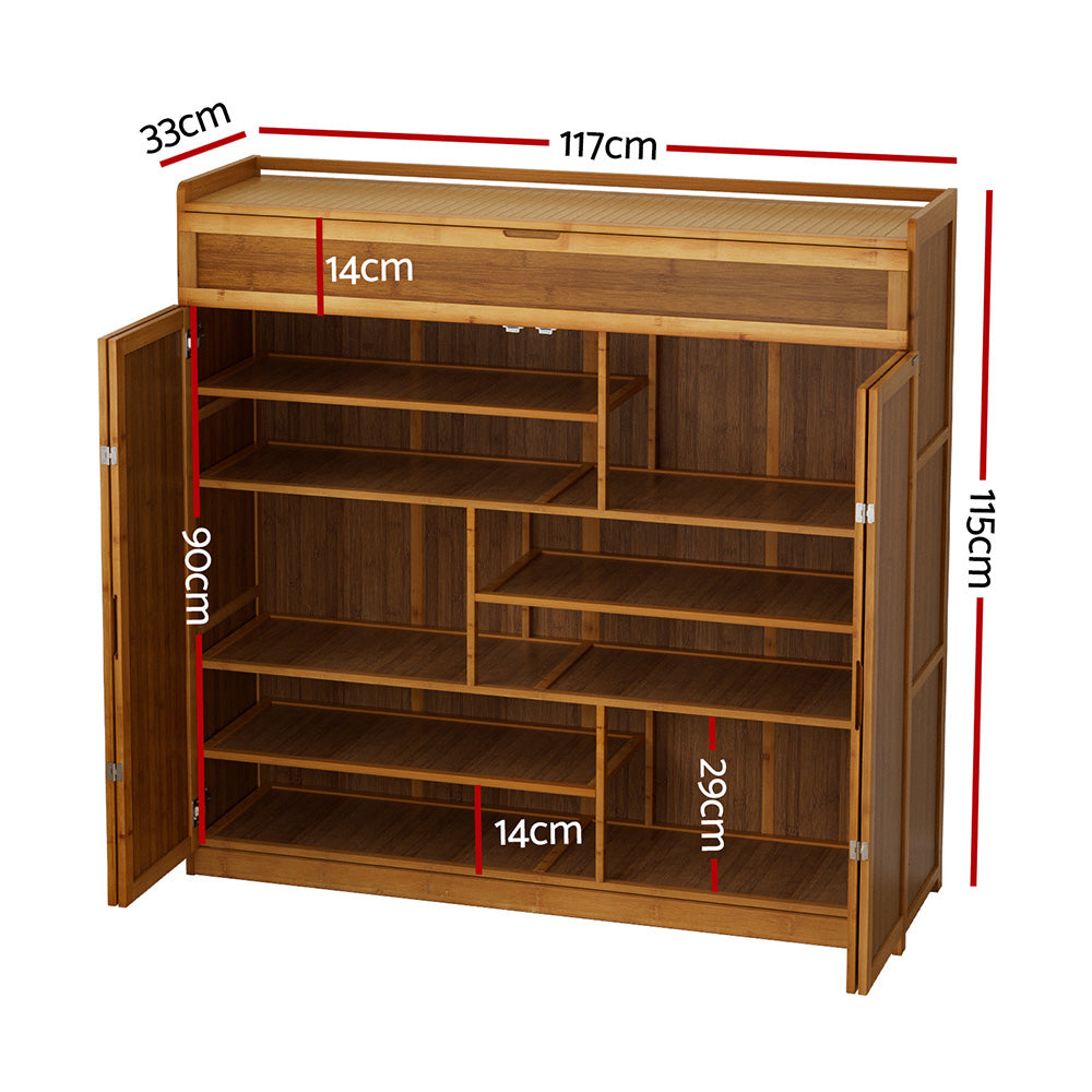 Artiss Shoe Rack Cabinet 30 Pairs Storage Cupboard Bamboo