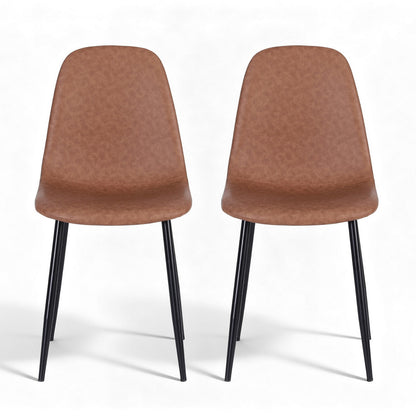 Artiss 2x Dining Chairs Retro PU Leather Kitchen Lounge Cafe Accent Chair Brown