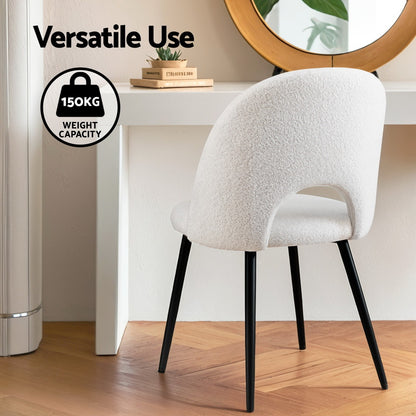 1 Set of 2 Artiss Dining Chair Boucle Sherpa