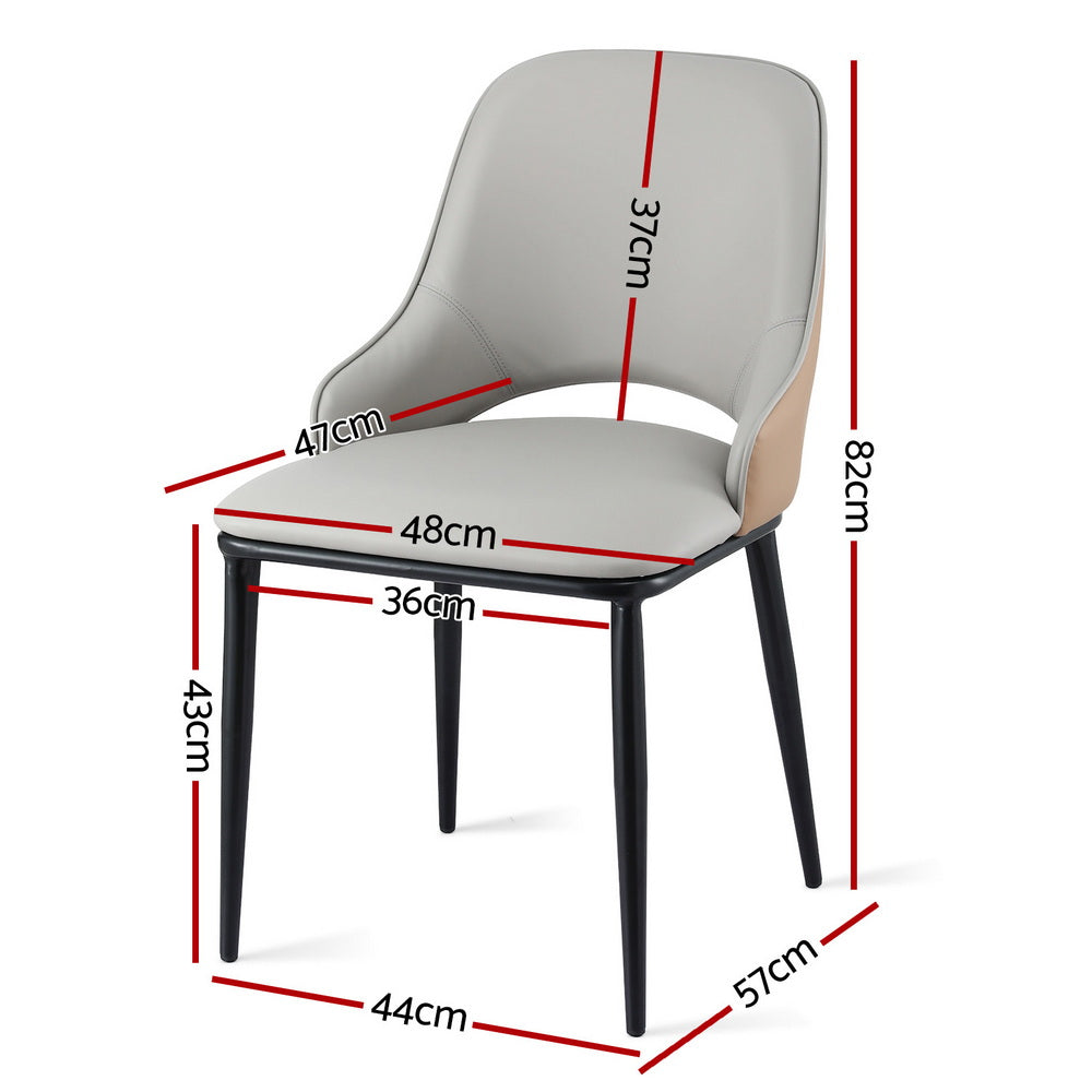 Artiss 4x Dining Chairs Hollow PU Leather Kitchen Lounge Cafe Accent Chair Grey