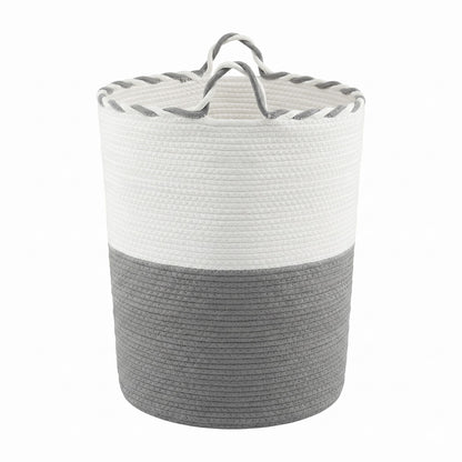 Artiss Woven Laundry Basket with handles Foldable White & Grey