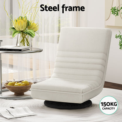 Artiss Floor Lounge Folding Swivel Sofa Chair and 2 Tier Round End Side Table Set