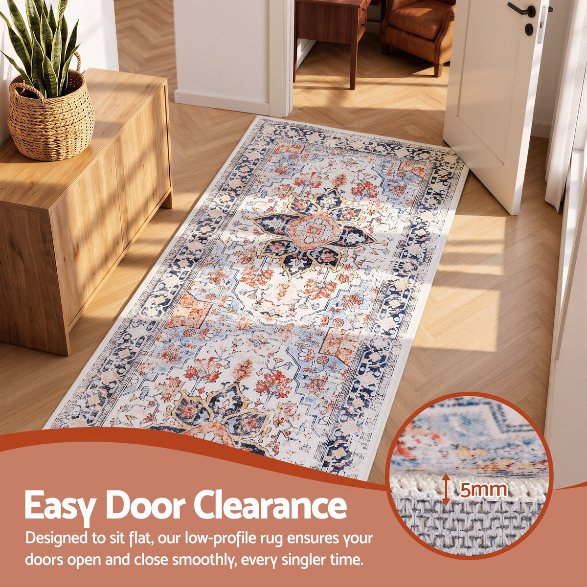 Artiss 80 x 300 cm Runner Rugs For Living Room No Heavy Rubber Crease-Free Foldable Design For Kitchen Entryway And Bedroom 100% Polyester Water-repellent Resistant Non-Shedding