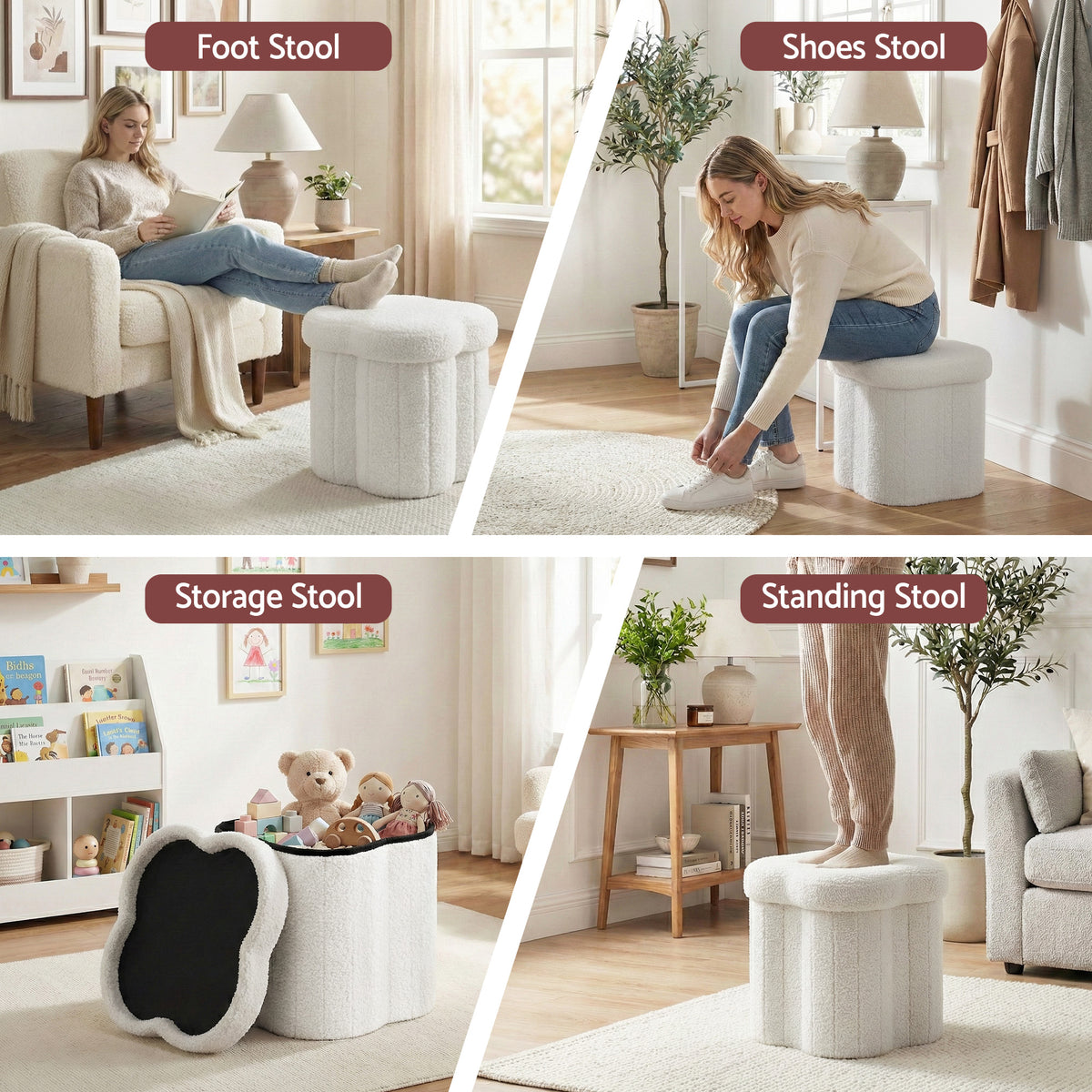 Artiss Storage Ottoman Foot Stool Foldable White