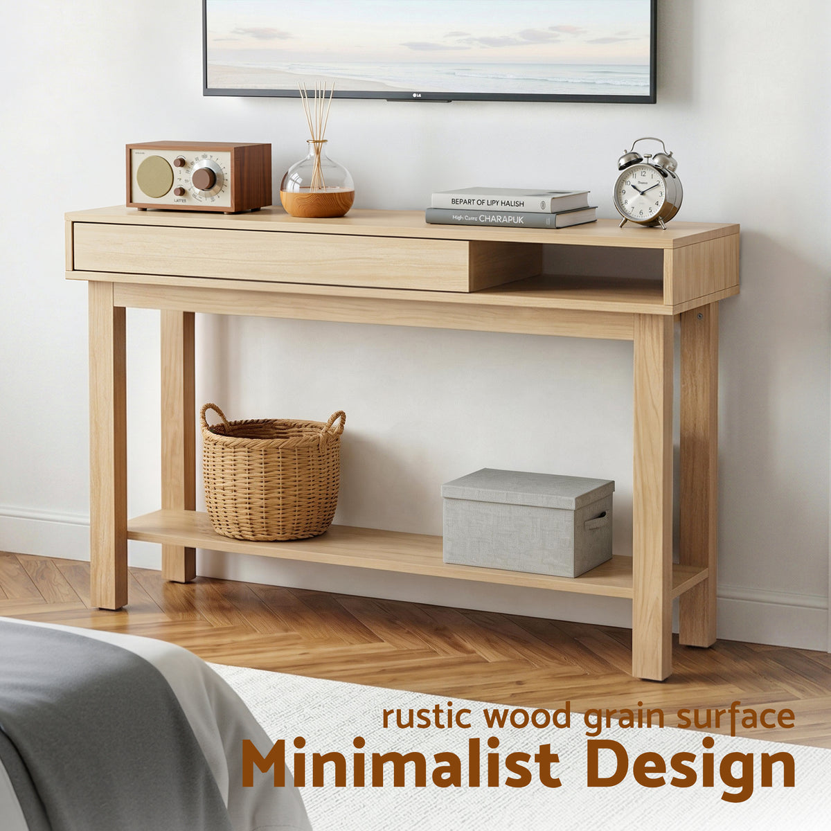 Artiss Console Table Entryway Hallway Sofa Side Table Drawer Shelf 100CM Wood