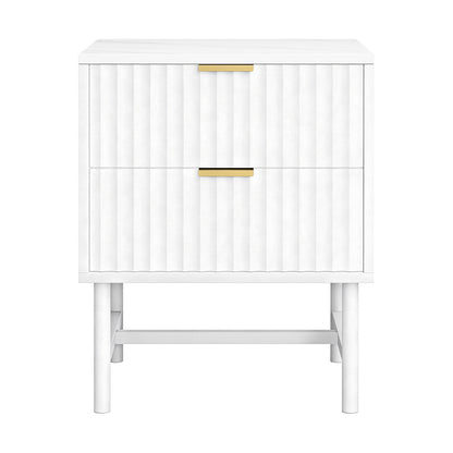 Artiss Bedside Table 2 Drawers - White