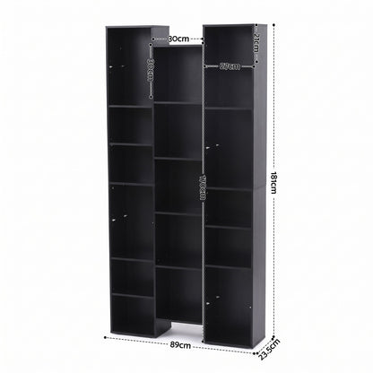 Artiss Bookshelf Display Shelves CD DVD Storage Rack Tall Bookcase Black