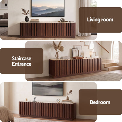 Artiss 180cm TV Unit Entertainment Cabinet Fluted Style Anti-tip Kit Walnut