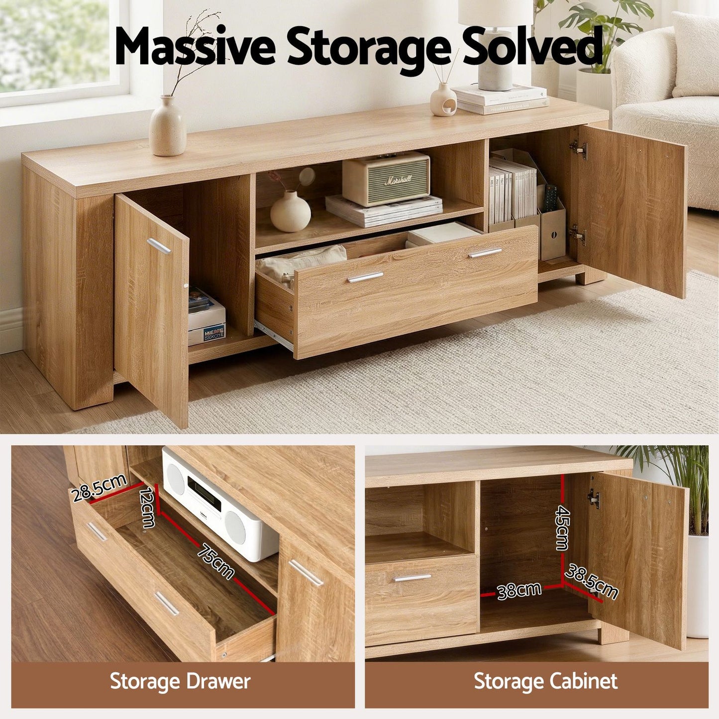 Artiss TV Unit & Coffee Table Set Storage Drawer Pine (Copy)