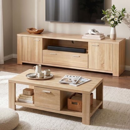 Artiss TV Unit & Coffee Table Set Storage Drawer Pine (Copy)