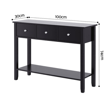 Artiss Console Table Hallway Sofa Entryway Entrance 3 Drawers 100CM Black