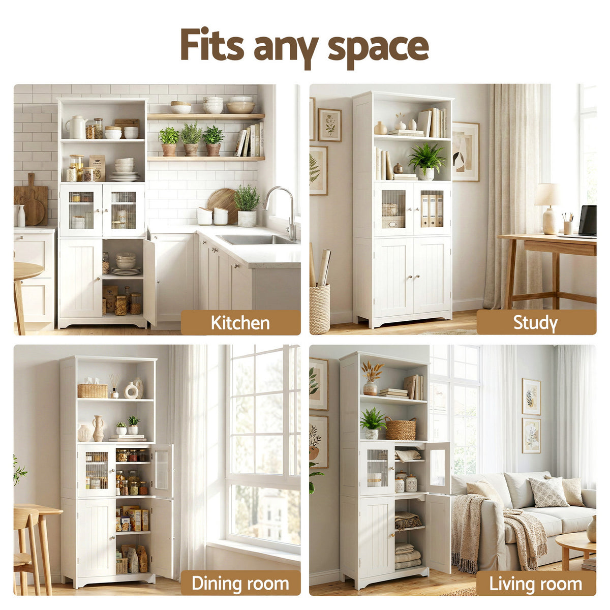 Artiss 2x Buffet Sideboard Cabinet Pantry Kitchen Bathroom Storage Cupboard