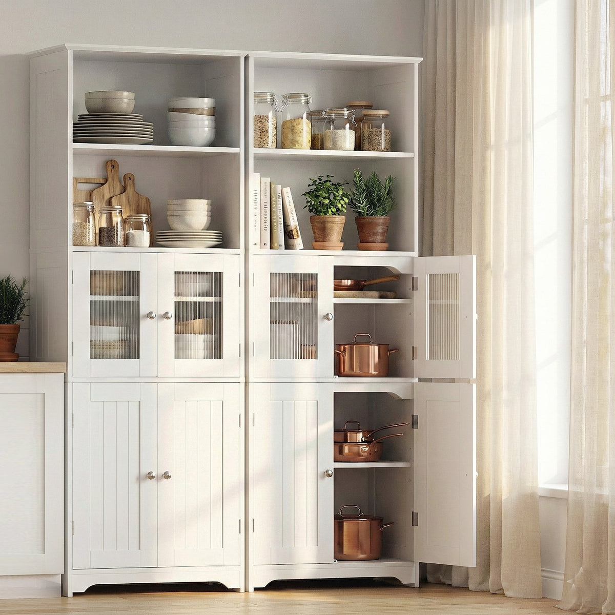 Artiss 2x Buffet Sideboard Cabinet Pantry Kitchen Bathroom Storage Cupboard