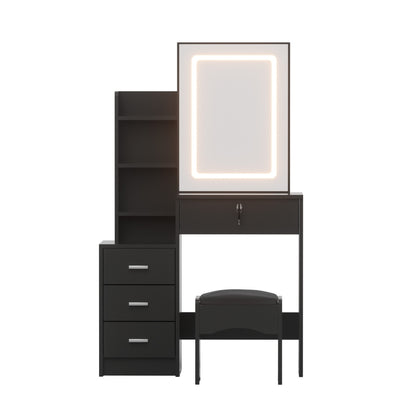 Artiss Dressing Table Vanity Desk Set Stool Led Black