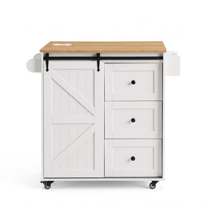 Artiss Kitchen Island Trolley Rolling Serving Cart Storage Drawer Cabinet 100cm