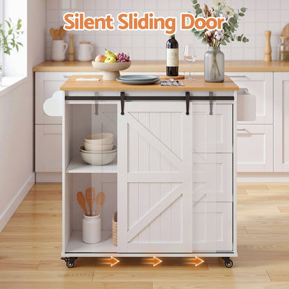 Artiss Kitchen Island Trolley Rolling Serving Cart Storage Drawer Cabinet 100cm