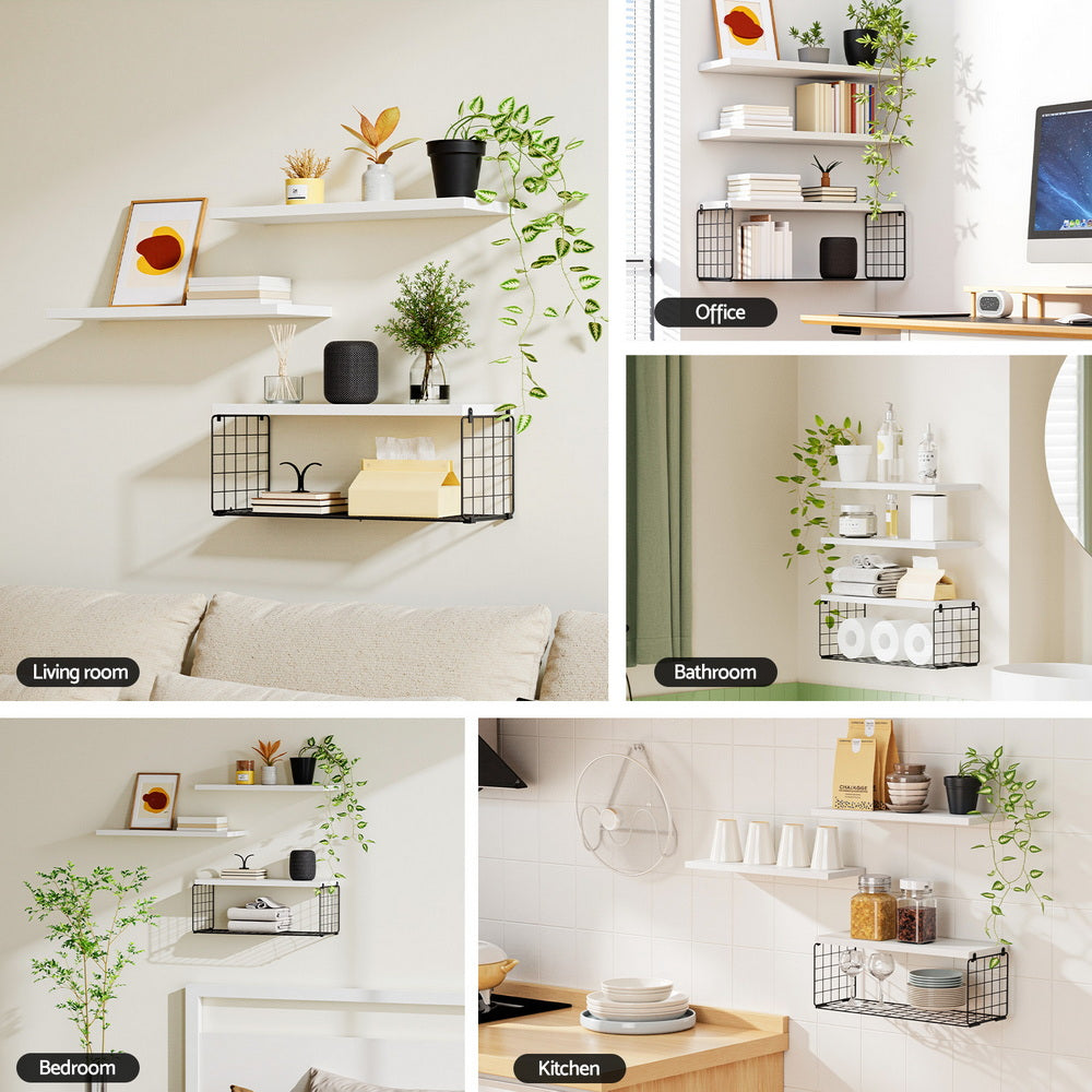 Artiss Floating Wall Shelf Set of 3 White