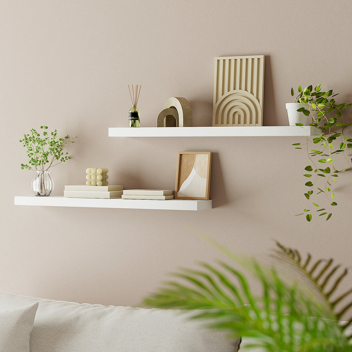 Artiss Floating Wall Shelf Set of 2 White 90CM