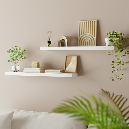 Artiss Floating Wall Shelf Set of 2 White 90CM