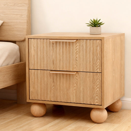 Artiss Rattan Bedside Table 2 Drawers Pine