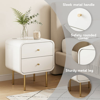 Artiss Bedside Table 2 Drawers Side End Table Nightstand White
