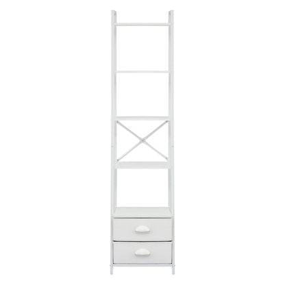 Artiss 5 Tier Bookshelf Ladder Bookcase with Fabric Drawers Display Rack White