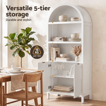 Artiss Buffet Sideboard Cabinet Pantry X2 180CM Arched Storage Bookshelf White