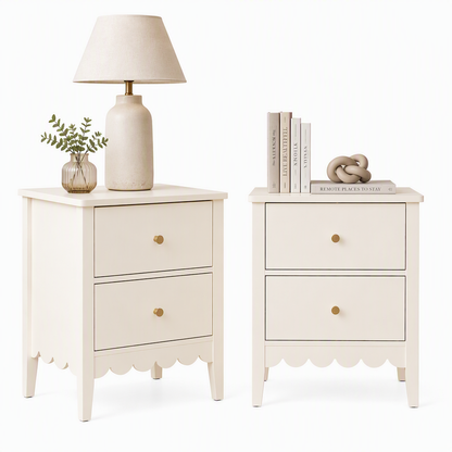 Artiss 2x Bedside Table 2 Drawers Bedroom Storage Nightstand Beige