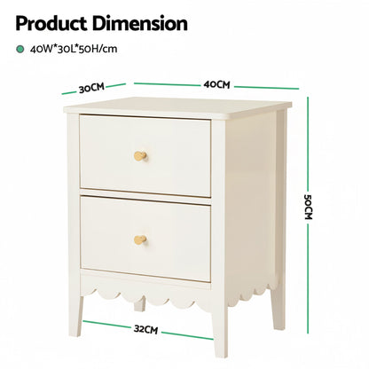 Artiss 2x Bedside Table 2 Drawers Bedroom Storage Nightstand Beige