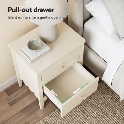 Artiss 2x Bedside Table 2 Drawers Bedroom Storage Nightstand Beige