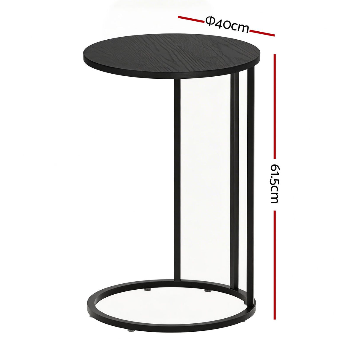 Artiss C Shaped End Table Set of 2 Coffee Table Side Table Round Black
