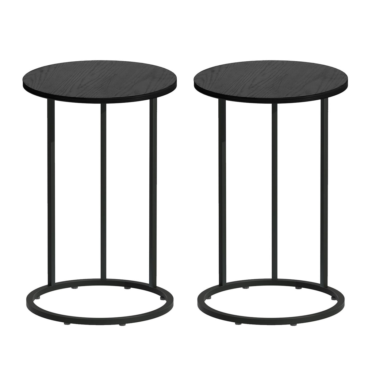 Artiss C Shaped End Table Set of 2 Coffee Table Side Table Round Black
