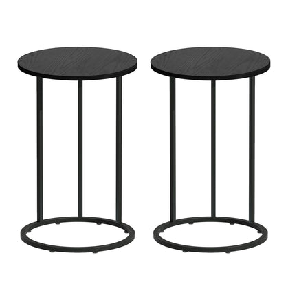 Artiss C Shaped End Table Set of 2 Coffee Table Side Table Round Black