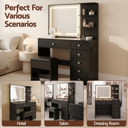 Artiss Dressing Table LED Vanity Desk Set Stool Black (Copy)