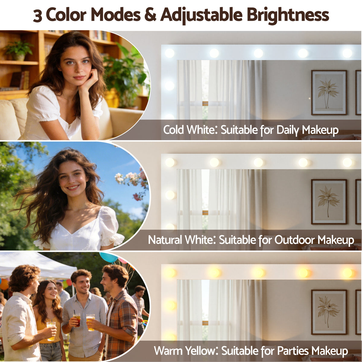 Artiss Dressing Table Vanity Desk Set LED Bulbs RGB Light White